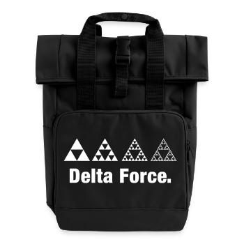 Fractal Triangle Force Geometry Recursion - Roll Top Backpack with Two Handles - black - Front