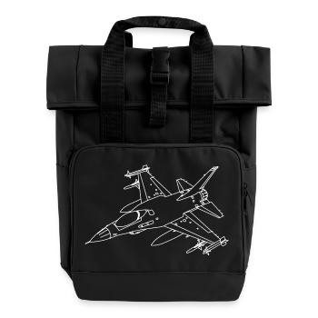 F-16 Viper / Kampf Falcon Jet-Jagdflugzeug / F16 - Rolltop Rucksack mit zwei Griffen - Schwarz - Vorne