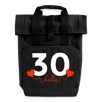 Hallo 30 Geburtstag 30er Geschenkidee Jahre Herz - Rolltop Rucksack mit zwei Griffen - Schwarz - Vorne