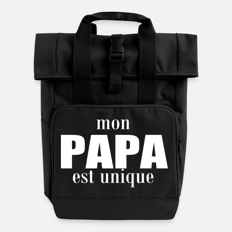 mon papa est unique - Sac à dos Roll Top à deux anses - noir
