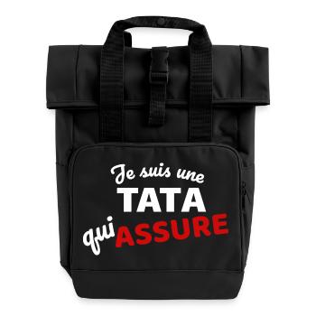 Je suis une tata qui garantit la bonne humeur - Sac à dos Roll Top à deux anses - noir - Devant