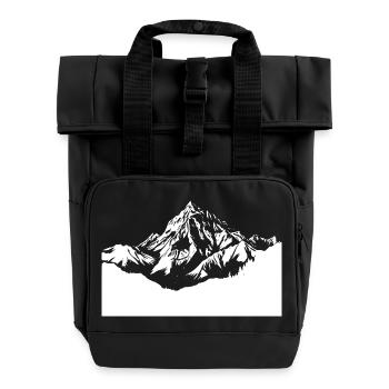 hiking climbing mountains - Roll Top Backpack with Two Handles - black - Front