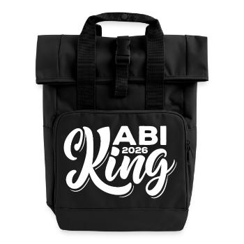 Abi King 2026 - Abitur - Spruch - Rolltop Rucksack mit zwei Griffen - Schwarz - Vorne