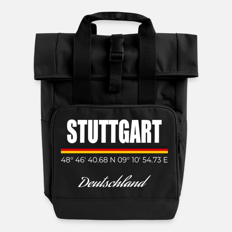 Stuttgart - Rolltop Rucksack mit zwei Griffen - Schwarz