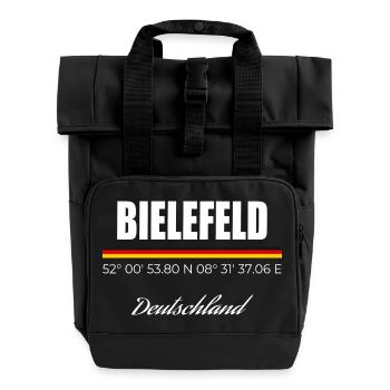 Bielefeld - Rolltop Rucksack mit zwei Griffen - Schwarz - Vorne