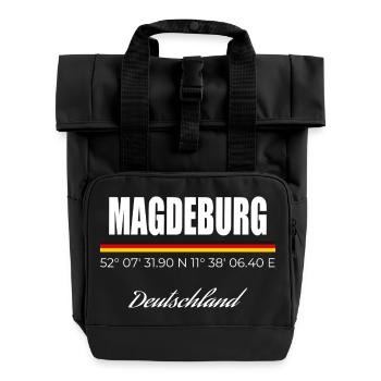 Magdeburg - Rolltop Rucksack mit zwei Griffen - Schwarz - Vorne