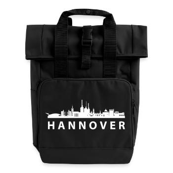 Hanover Skyline Silhouette design - Roll Top Backpack with Two Handles - black - Front