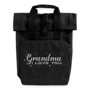 Grandma I love you Christmas - Roll Top Backpack with Two Handles - black - Front