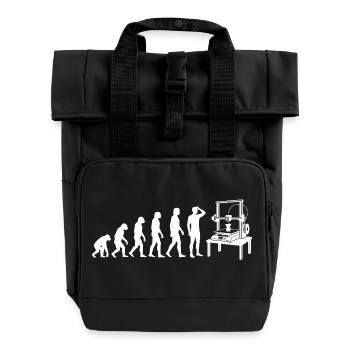 3D Druck Evolution – Vom Affen zum Maker - Rolltop Rucksack mit zwei Griffen - Schwarz - Vorne
