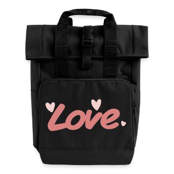 Love Pink Kalligraphie-Pinsel - Rolltop Rucksack mit zwei Griffen - Schwarz - Vorne
