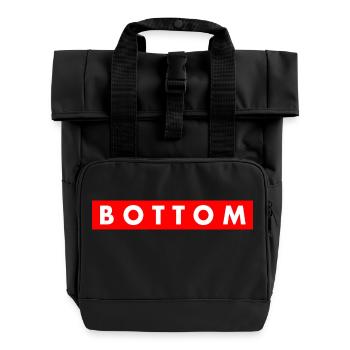 Bottom - Roll Top Backpack with Two Handles - black - Front