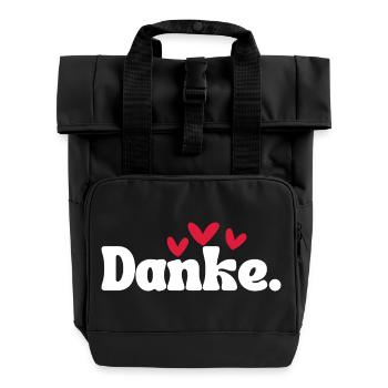 Typographie du cœur de remerciement - Sac à dos Roll Top à deux anses - noir - Devant