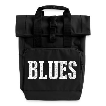 Vintage Blues Typografie Design - Rolltop Rucksack mit zwei Griffen - Schwarz - Vorne
