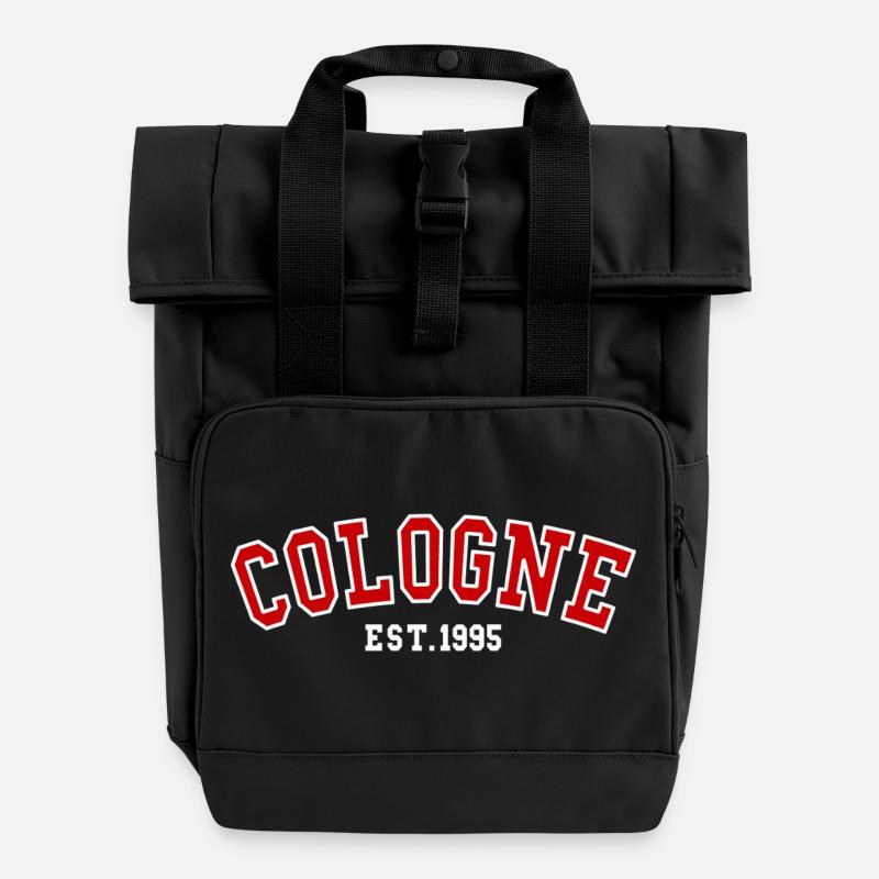 Cologne_Est_1995 - Roll Top Backpack with Two Handles - black
