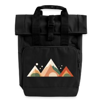 Alpine Sunset Peaks - Rolltop Rucksack mit zwei Griffen - Schwarz - Vorne