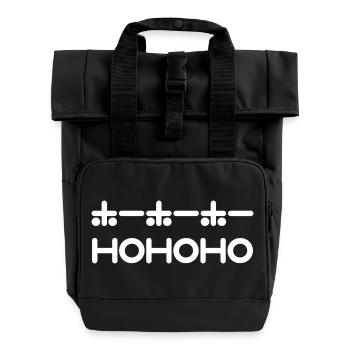 HoHoHo + Texte japonais - Blanc - Sac à dos Roll Top à deux anses - noir - Devant