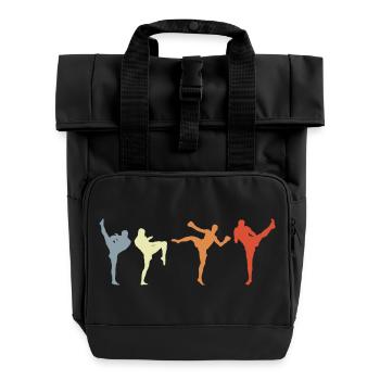 Vintage Kickboxer - Roll Top Backpack with Two Handles - black - Front