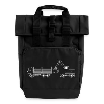 camion de transport et excavatrice - Sac à dos Roll Top à deux anses - noir - Devant