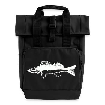 Fish with water movement - Roll Top Backpack with Two Handles - black - Front