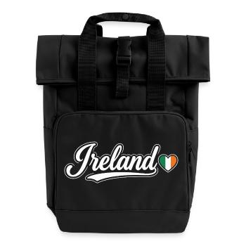 Scénario irlandais avec un cœur de drapeau Fan patriotique - Sac à dos Roll Top à deux anses - noir - Devant