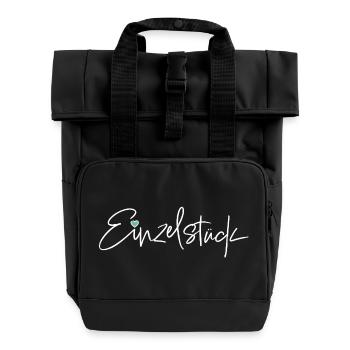 Einzelstück – Stilvolles Spruchmotiv für Unikate - Rolltop Rucksack mit zwei Griffen - Schwarz - Vorne