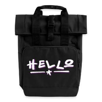 Hello lettering with color gradient - Roll Top Backpack with Two Handles - black - Front