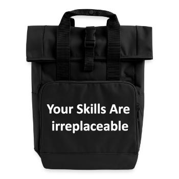 Anti-KI Anti-Maschinelles Lernen sagt Nein zu KI Stoppt KI - Rolltop Rucksack mit zwei Griffen - Schwarz - Vorne