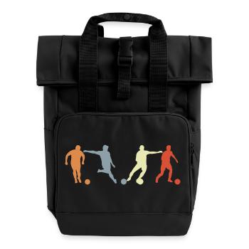 Soccer Player Drawing - Roll Top Backpack with Two Handles - black - Front