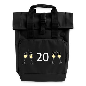 20.Geburtstag 20 Jahre Jubiläum 20 Jahre Zahl 20 - Rolltop Rucksack mit zwei Griffen - Schwarz - Vorne