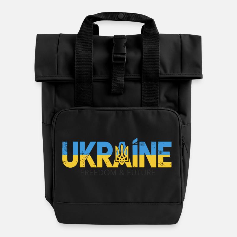 Trident ukrainien Conception de la paix - Sac à dos Roll Top à deux anses - noir
