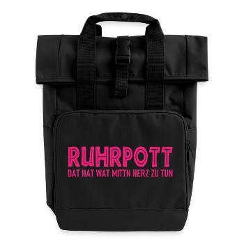 Ruhrpott - Dat hat wat mittn Herz zu tun - Rolltop Rucksack mit zwei Griffen - Schwarz - Vorne