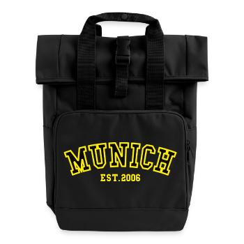 München, Gründung 2006 - Rolltop Rucksack mit zwei Griffen - Schwarz - Vorne