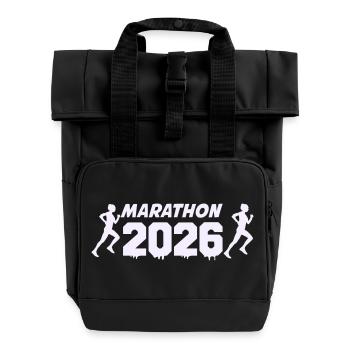 Marathon 2026 Runner Silhouette Design - Roll Top Backpack with Two Handles - black - Front