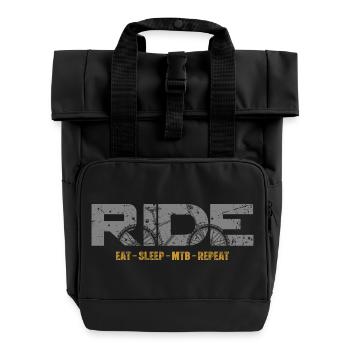 Mountain bike ride - Roll Top Backpack with Two Handles - black - Front