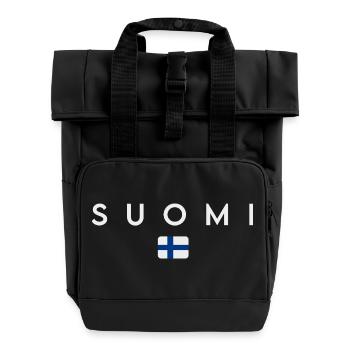 Flag of Finland, Finnish pride - Roll Top Backpack with Two Handles - black - Front