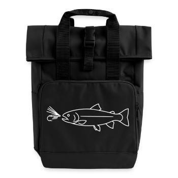 Fliegenfischen Forelle Biss Köder Vektor - Rolltop Rucksack mit zwei Griffen - Schwarz - Vorne