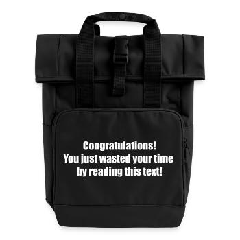 Useless text - Roll Top Backpack with Two Handles - black - Front