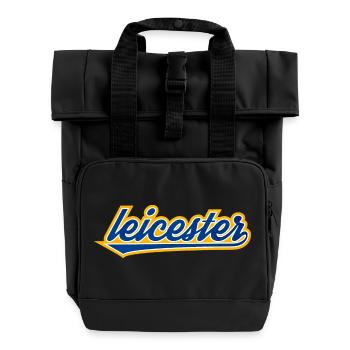 Leicester Script Swoosh on clothing - Roll Top Backpack with Two Handles - black - Front