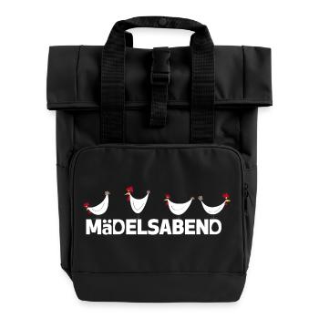Lustige Hühner Illustration Mädelsabend - Rolltop Rucksack mit zwei Griffen - Schwarz - Vorne