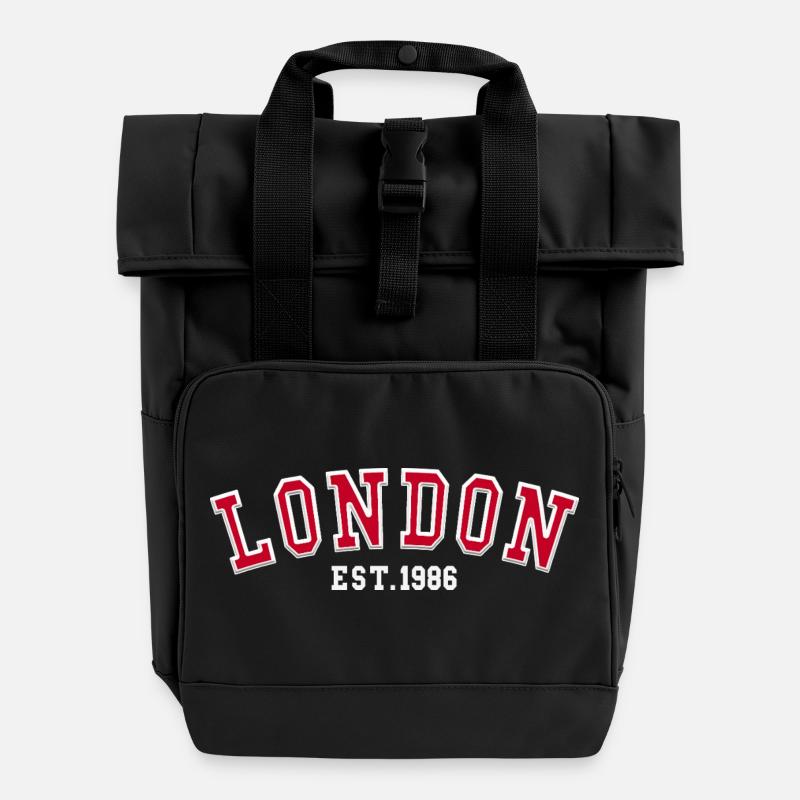 London gegründet 1986 - Rolltop Rucksack mit zwei Griffen - Schwarz