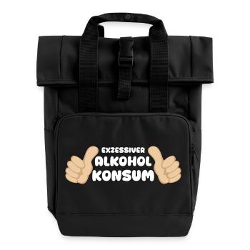 Exzessiver Alkoholkonsum Sauf Geschenk Lustig - Rolltop Rucksack mit zwei Griffen - Schwarz - Vorne