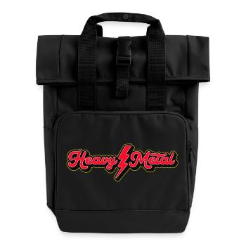 Heavy Metal Lightning Bolt Script-Logo - Rolltop Rucksack mit zwei Griffen - Schwarz - Vorne