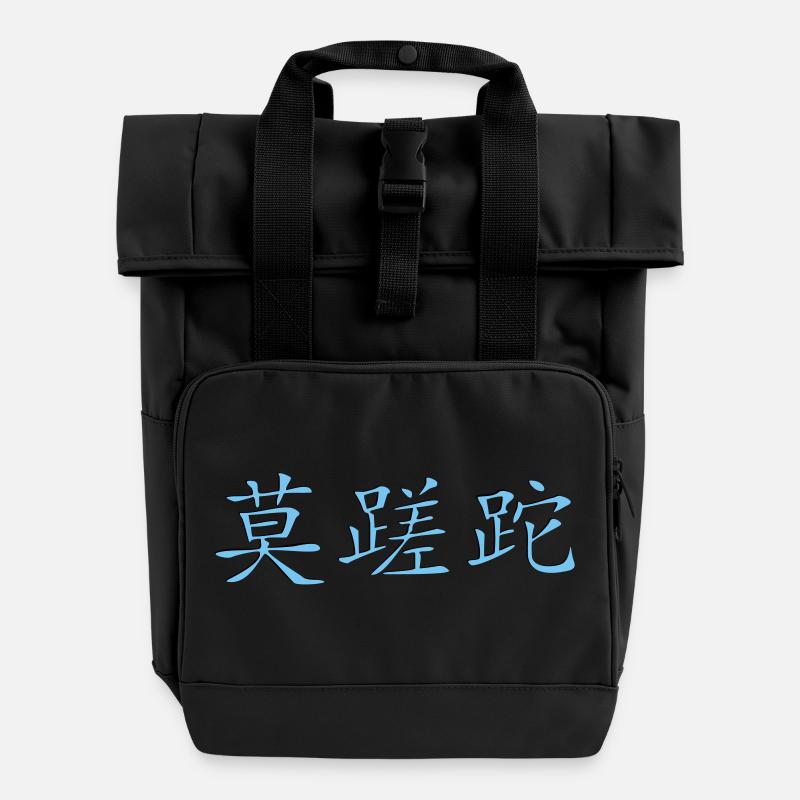 Carpe_Diem_3d - Kanji 2 - Roll Top Backpack with Two Handles - black