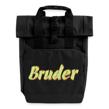 Kosename Bruder 3D Style - Rolltop Rucksack mit zwei Griffen - Schwarz - Vorne