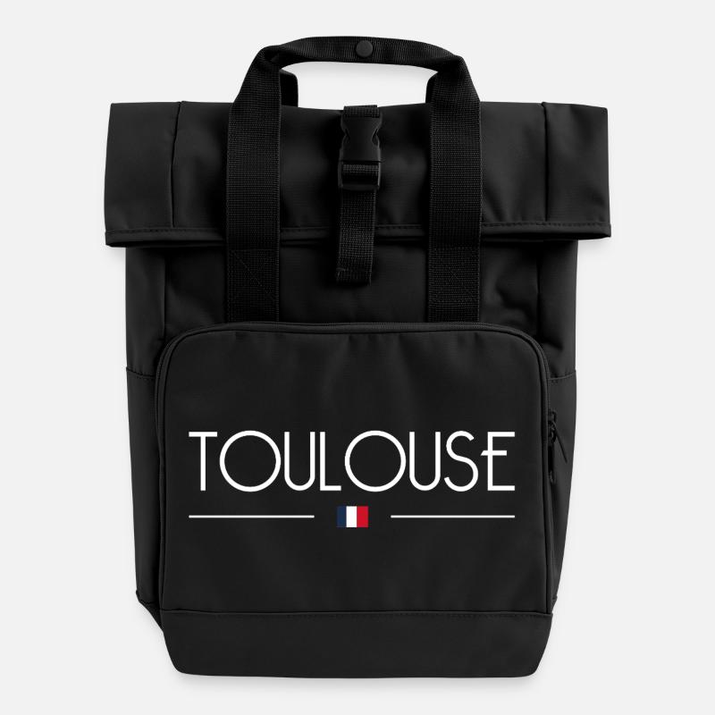 Toulouse - Roll Top Backpack with Two Handles - black
