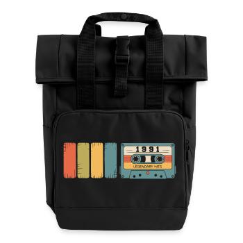 1991 Vintage Original 1991 Geburtstagsgeschenk - Rolltop Rucksack mit zwei Griffen - Schwarz - Vorne