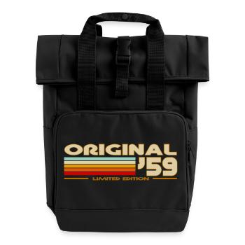 1959 - Roll Top Backpack with Two Handles - black - Front