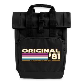 1981 - Roll Top Backpack with Two Handles - black - Front