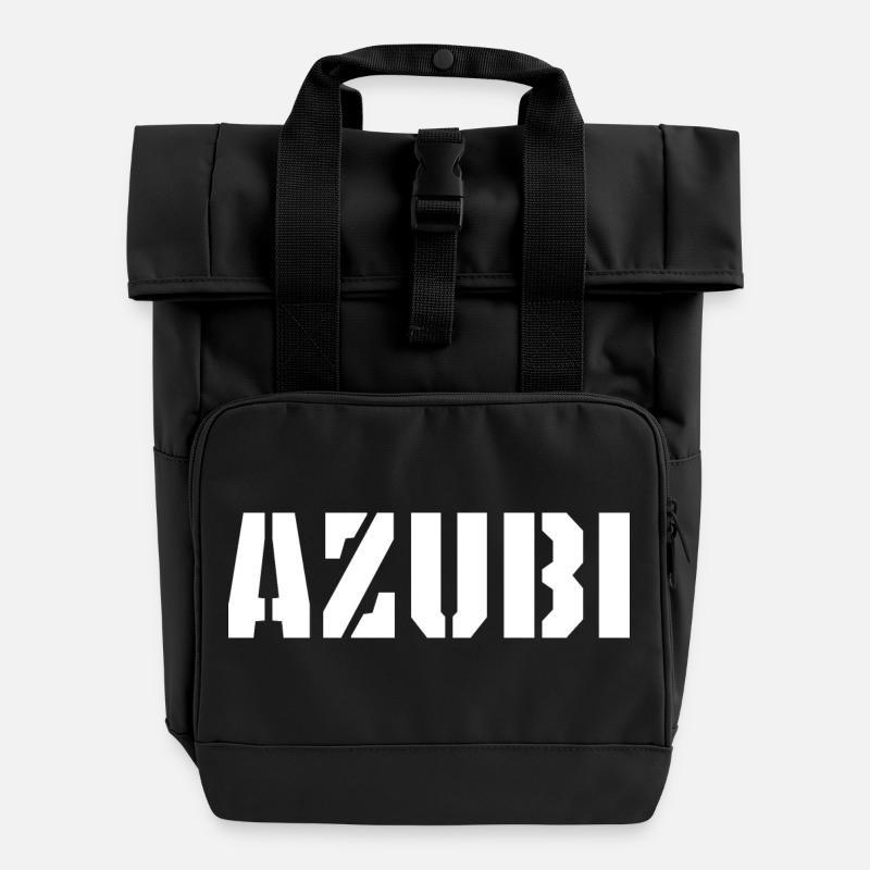 Azubi Tshirt Azubi Cap - Rolltop Rucksack mit zwei Griffen - Schwarz