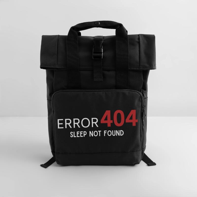 Error 404 Sleep Not Found – Pattern for Developers Roll Top Backpack with Two Handles